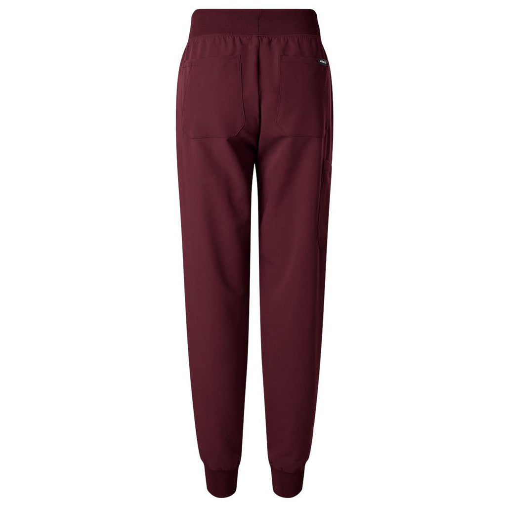 Jaanuu Women's Burgundy Silex Knit-Waist Scrub Joggers