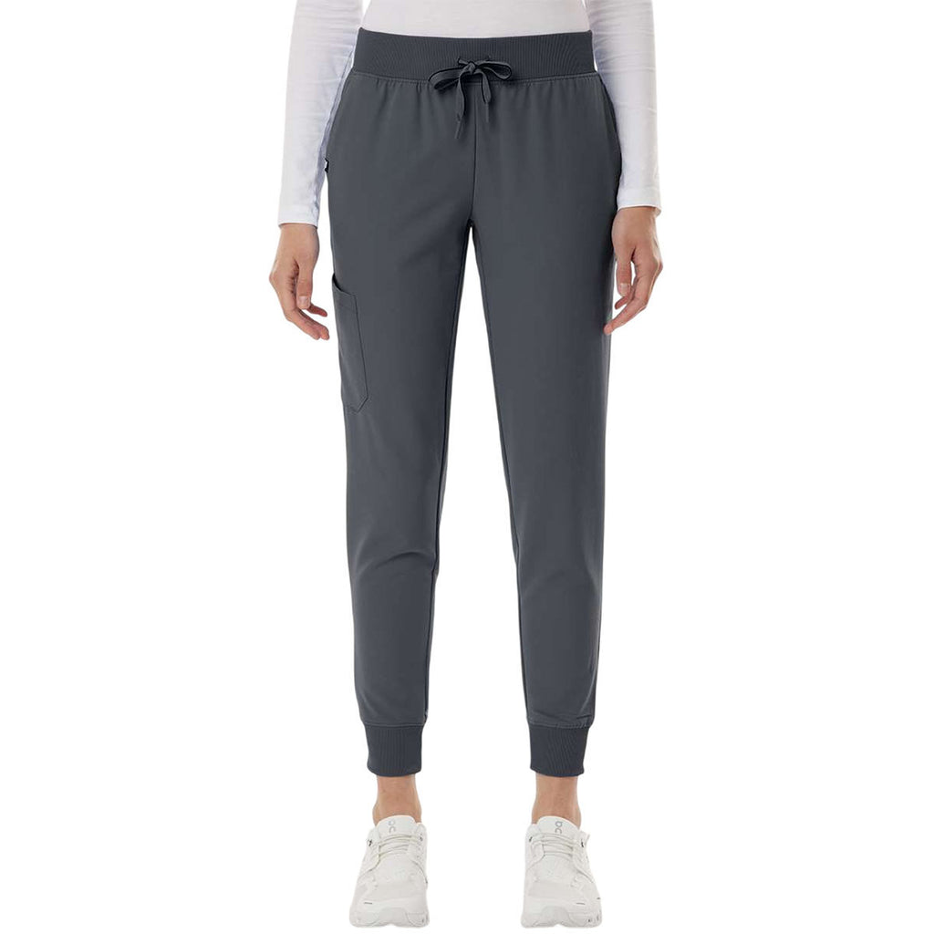 Jaanuu Women's Carbon Grey Silex Knit-Waist Scrub Joggers