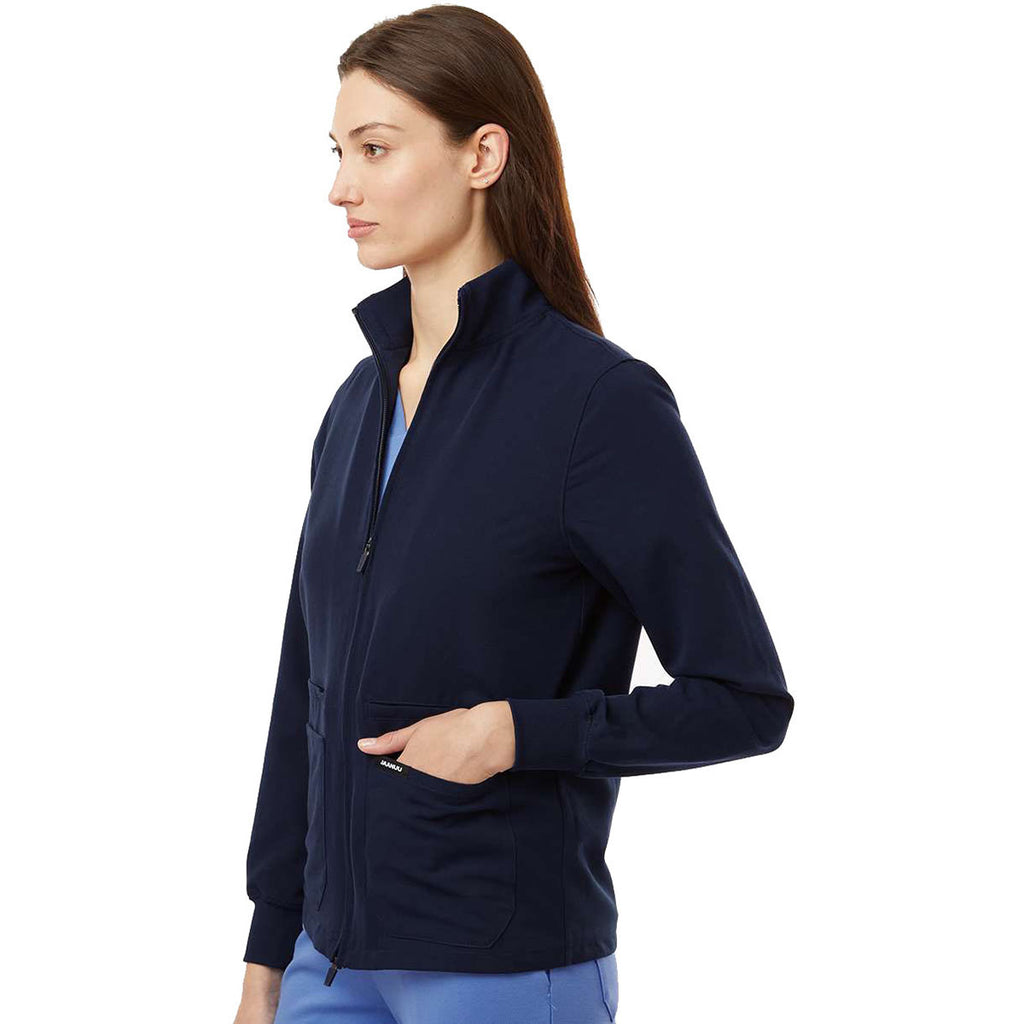 Jaanuu Women's Midnight Navy Ceri Essential Full-Zip 6-Pocket Scrub Jacket