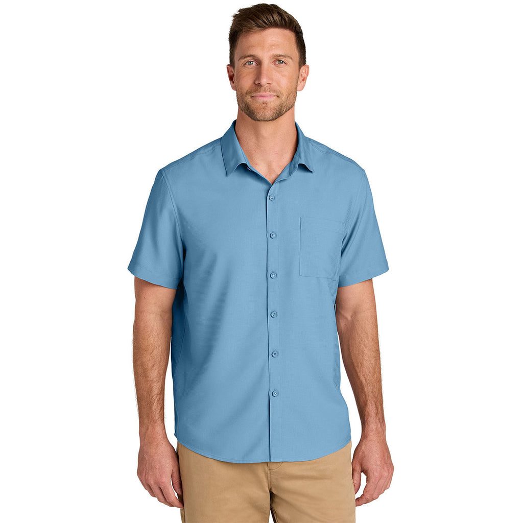 Port Authority Men's Carolina Blue Short Sleeve UV Dockside Shirt