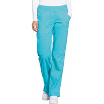 Cherokee Women's Turquoise Workwear Revolution Mid Rise Pull-on Cargo Pant