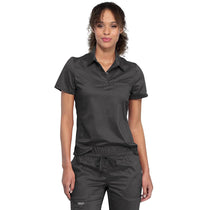 Cherokee Women's Pewter Tuckable Snap Front Polo Shirt