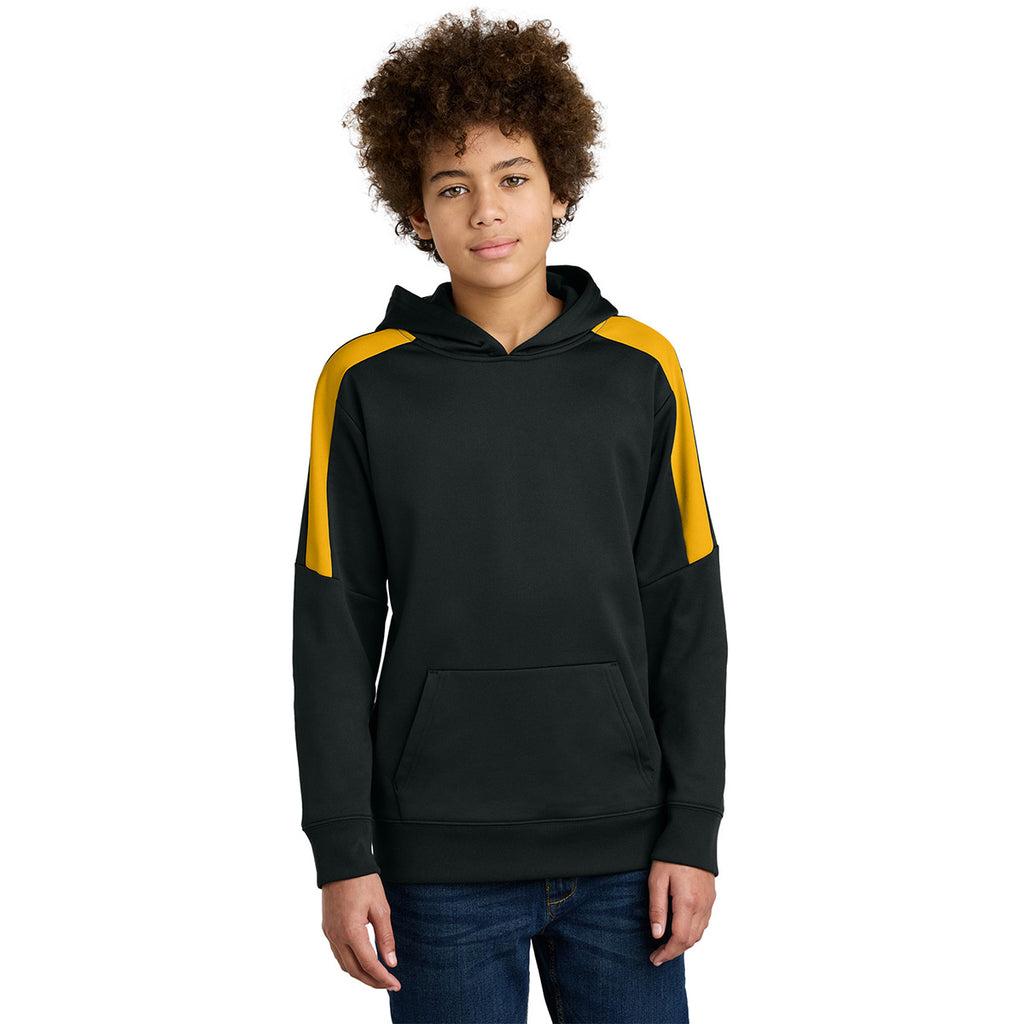 Sport-Tek Youth Black/ Gold Sport-Wick Fleece United Pullover Hoodie