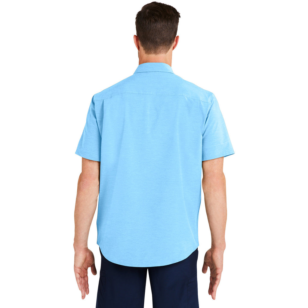 HUK Men's Marolina Blue Kona Solid Short Sleeve Shirt