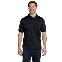 Hanes Men's Black 5.2 oz. 50/50 EcoSmart Jersey Knit Polo