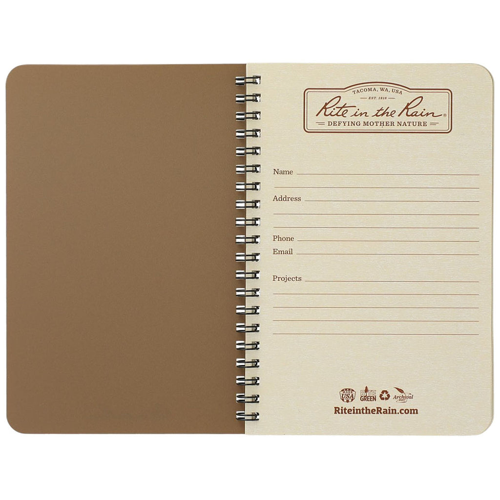 Rite in the Rain Tan 4.6" x 7" Side Spiral Notebook