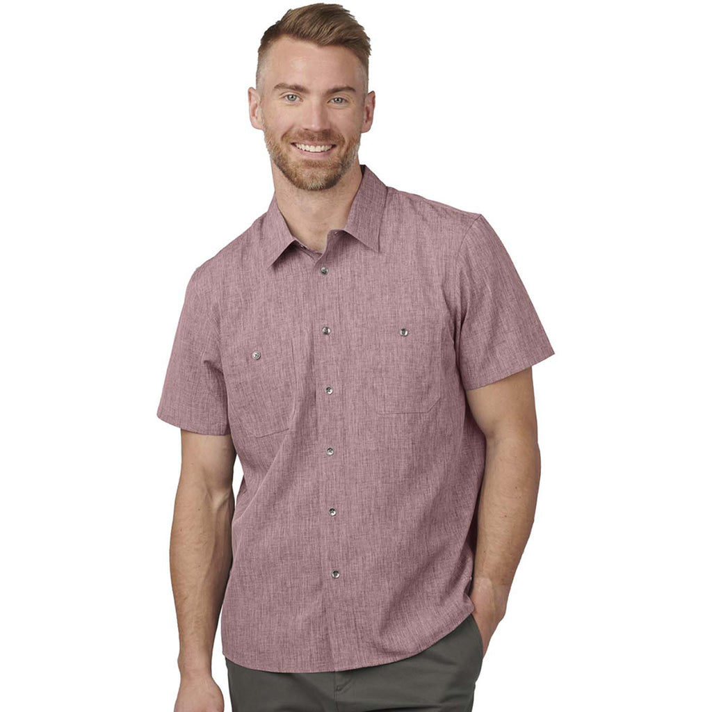 Edwards Men's Burgundy Heather Melange Ultra-Light Chambray Shirt