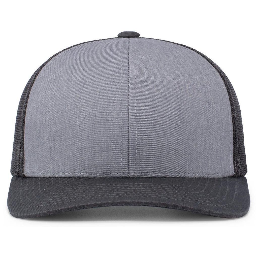 Pacific Headwear Heather Grey/Lt Charcoal/Lt Charcoal Snapback Trucker Mesh Cap