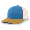 Pacific Headwear Ocean Blue/Beige/Amber Gold Snapback Trucker Mesh Cap