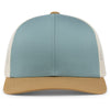 Pacific Headwear Smoke Blue/Beige/Amber Gold Snapback Trucker Mesh Cap