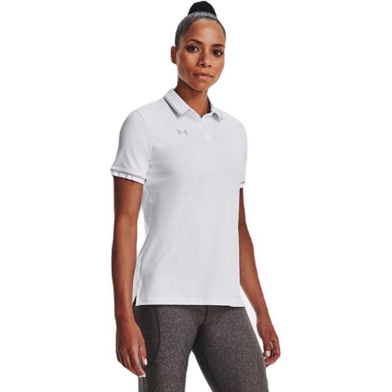 Under Armour Women's White/Mod Grey Team Tipped Polo