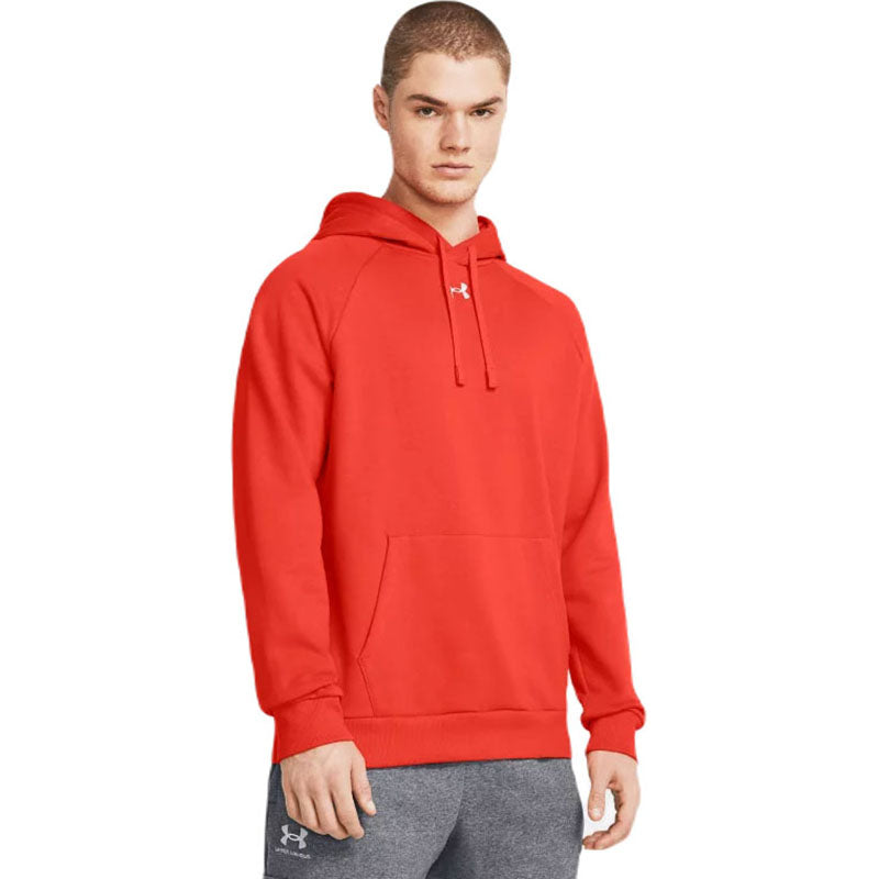 Under Armour Men's Dark Orange/White Rival Fleece Hoodie