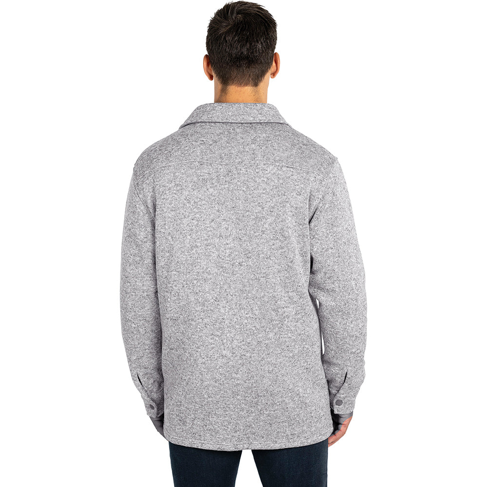 Charles River Men's Light Grey Heathered Fleece Snap Shacket