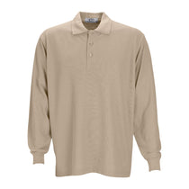 Vantage Men's Stone Long Sleeve Soft-Blend Double-Tuck Pique Polo