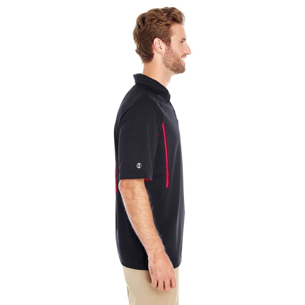 Holloway Men's Black/Scarlet Avenger Short-Sleeve Polo