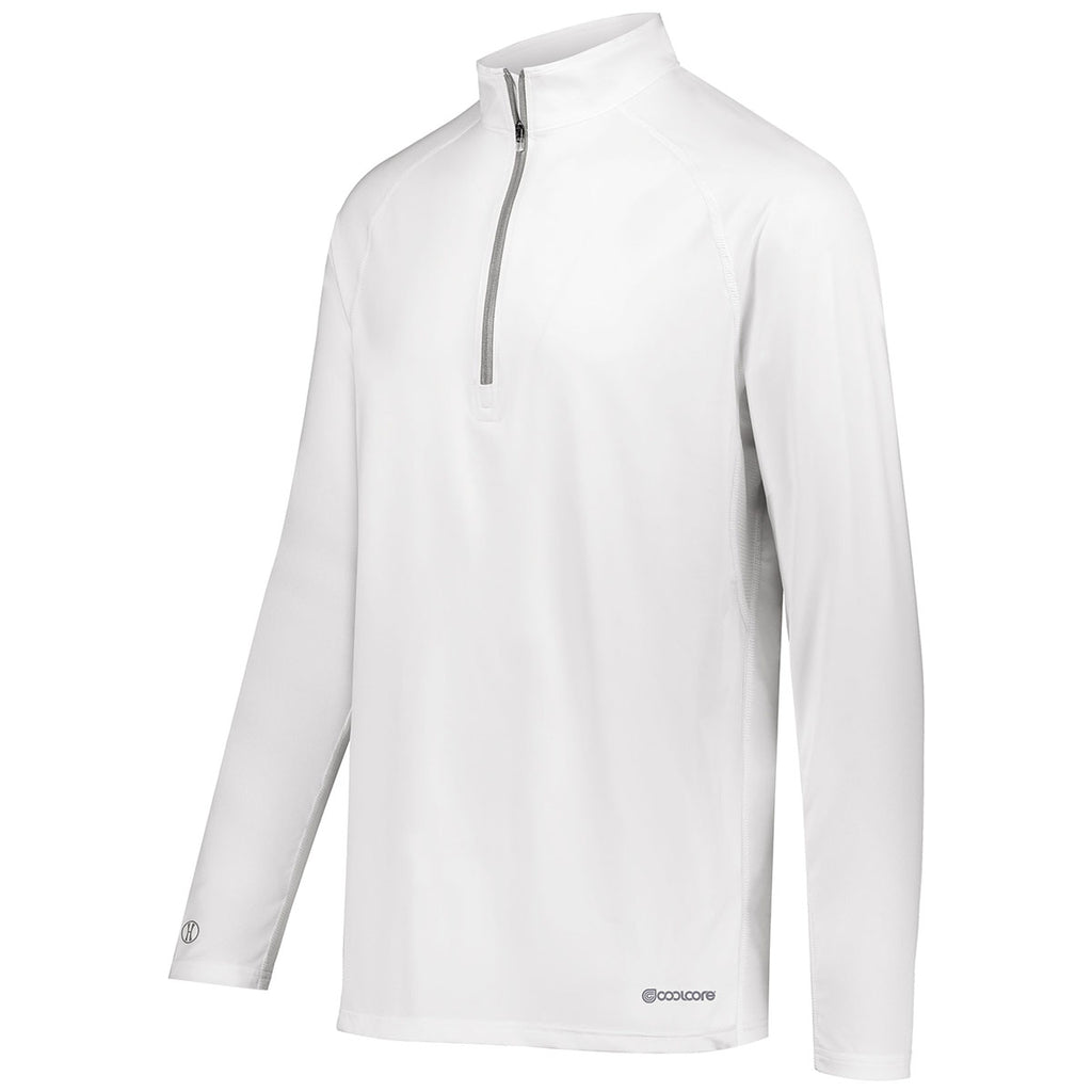 Holloway Men's White Electrify Coolcore 1/2 Zip Pullover