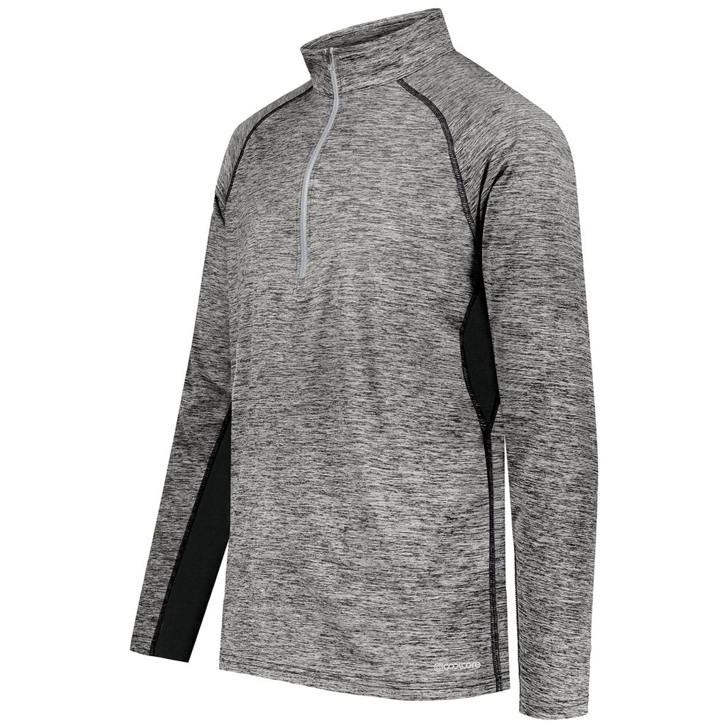 Holloway Men's Black Heather Electrify Coolcore 1/2 Zip Pullover