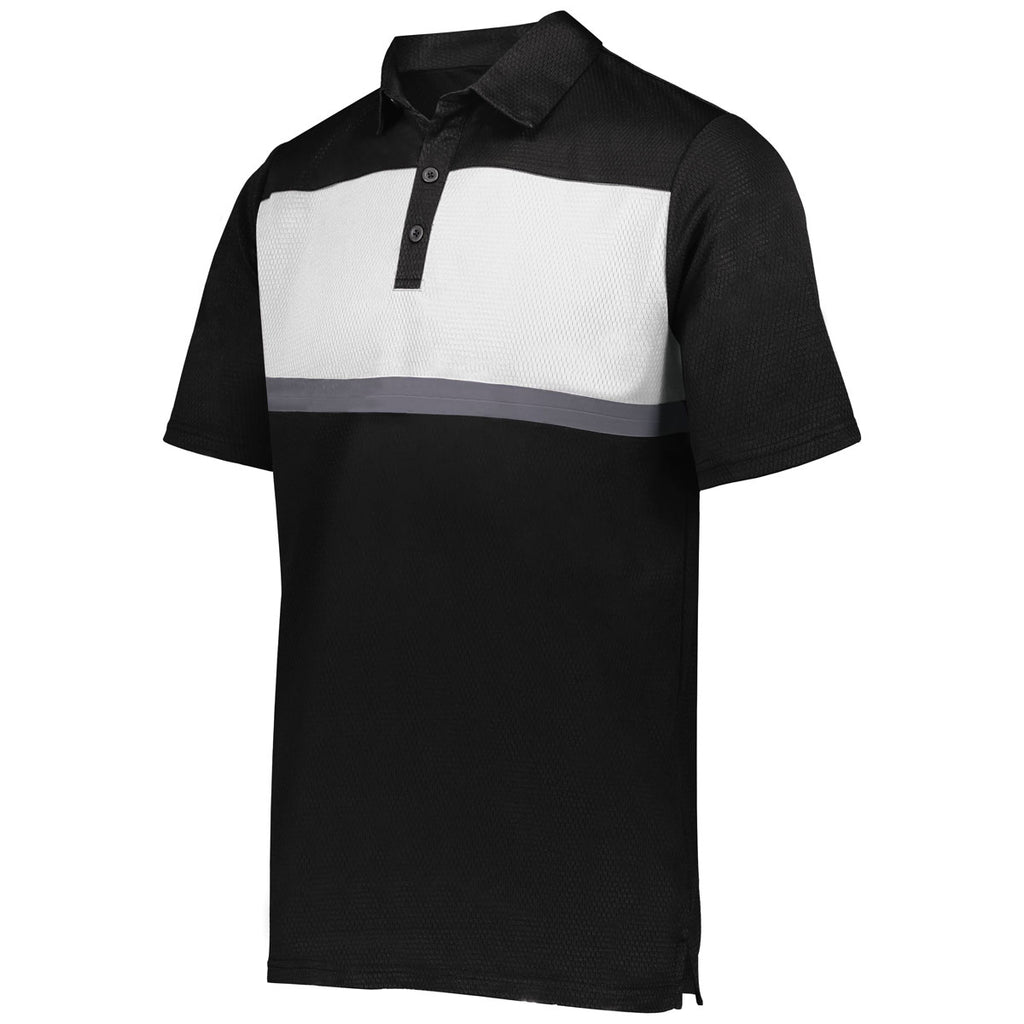 Holloway Men's Black/White Prism Bold Polo