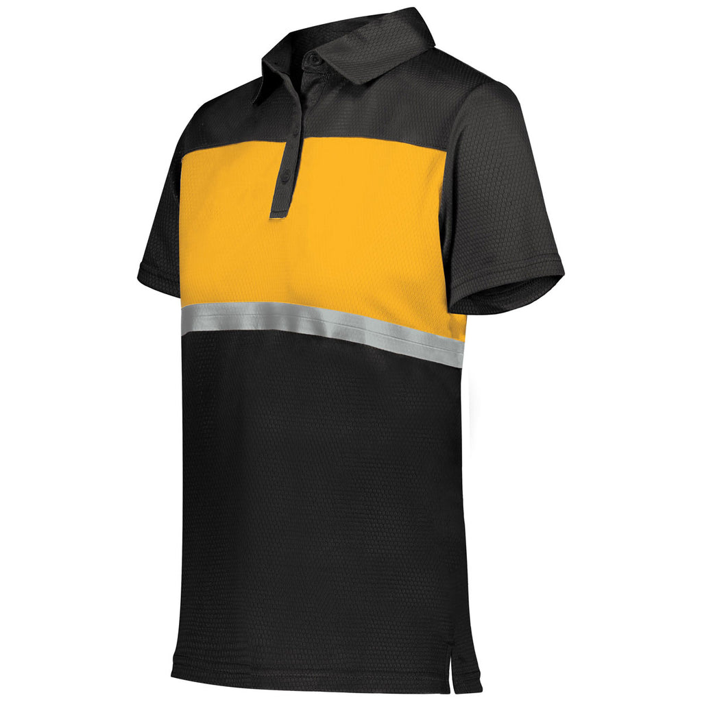 Holloway Women's Black/Gold Prism Bold Polo