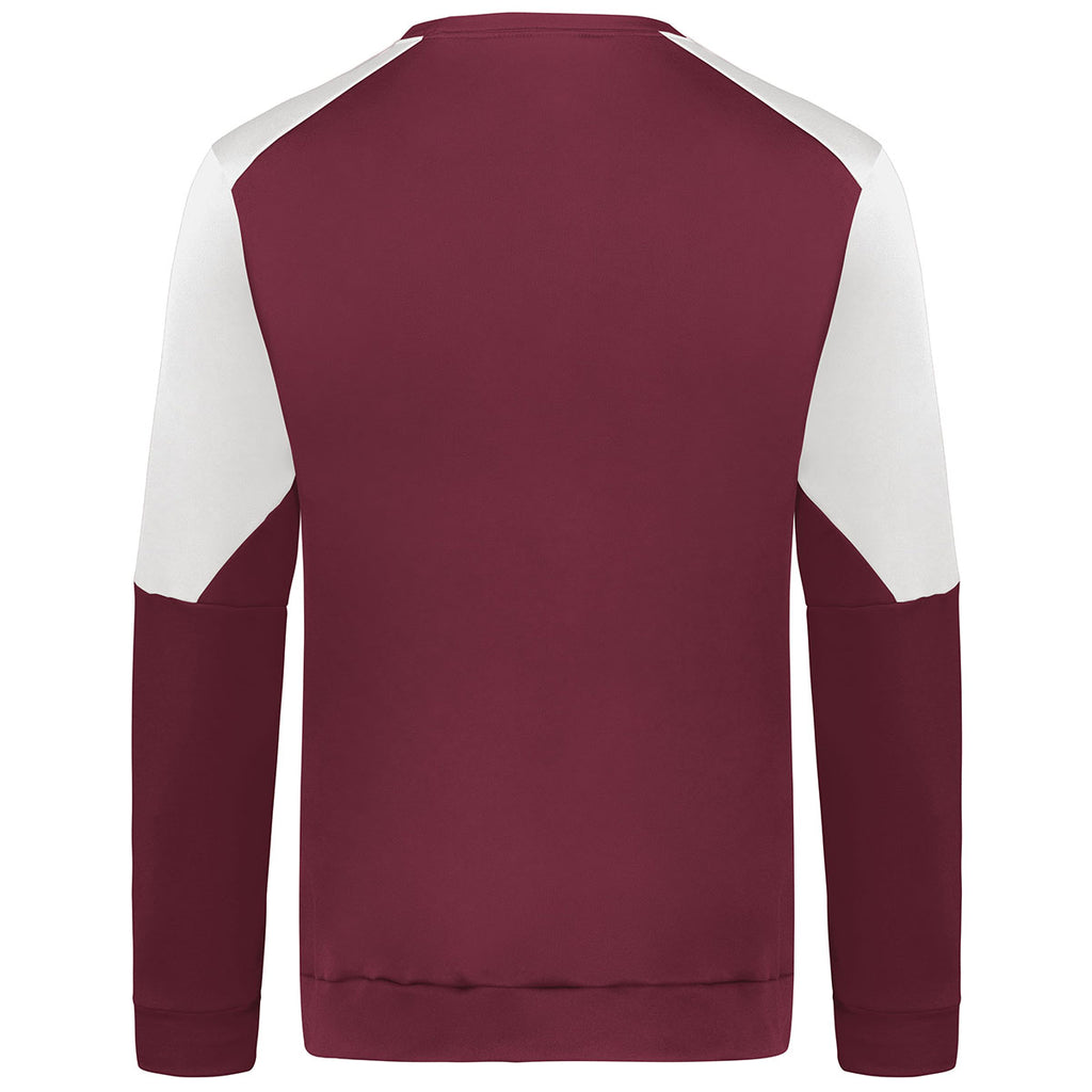 Holloway Men's Maroon/White Momentum Team Fleece Crew