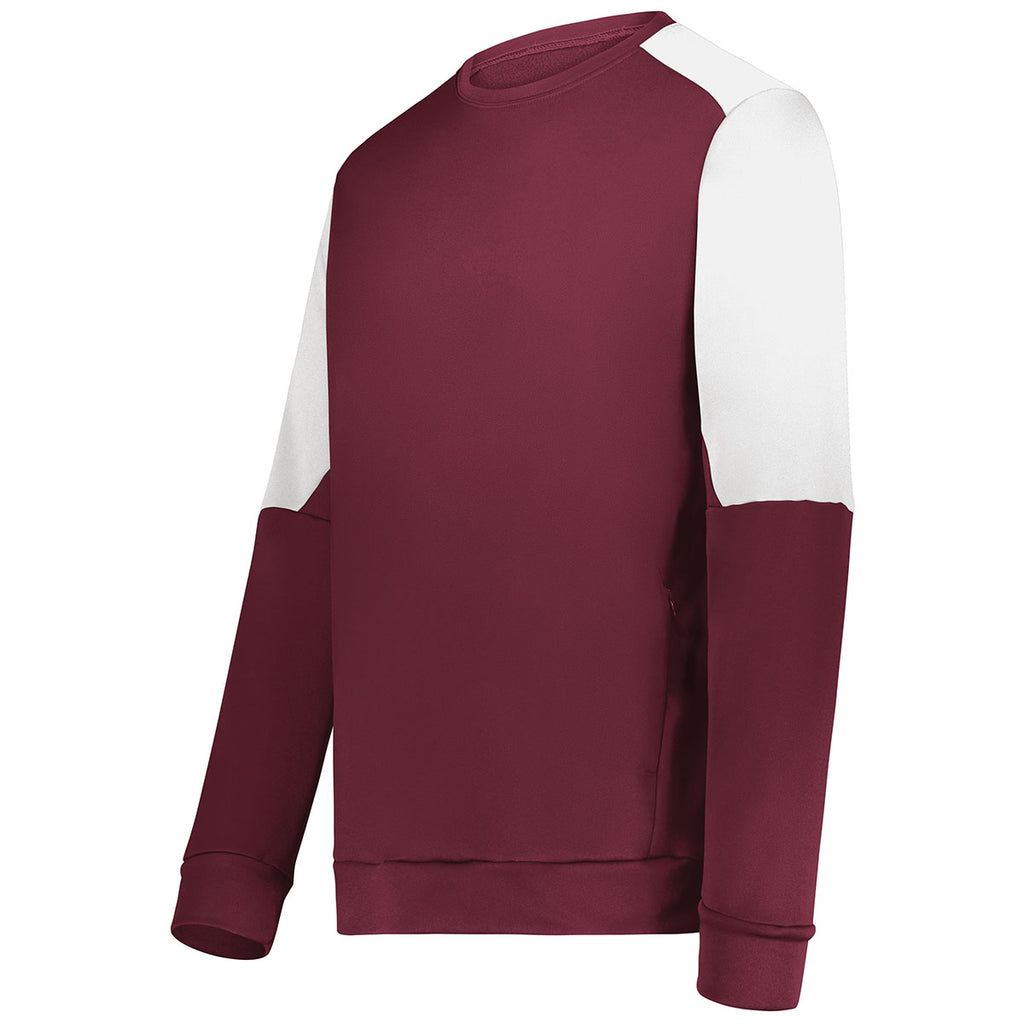 Holloway Men's Maroon/White Momentum Team Fleece Crew