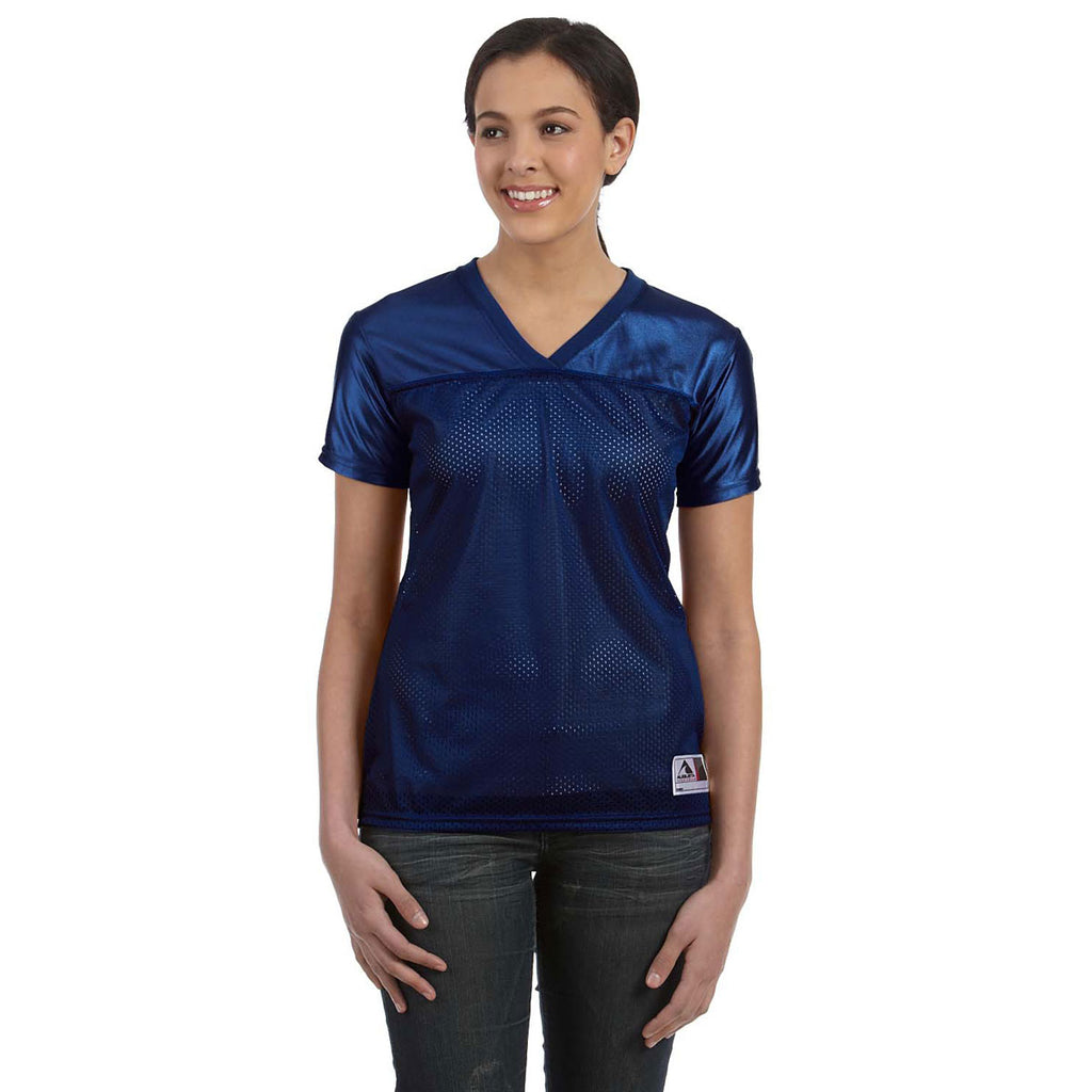 Augusta Sportswear Women's Navy Junior Fit Replica Football T-Shirt