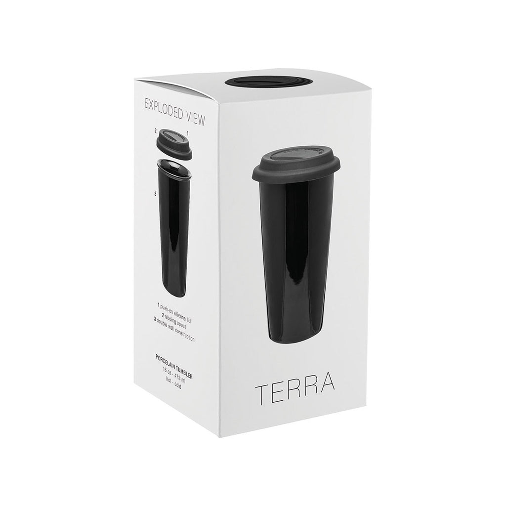 ETS Black Terra Tumbler with Aqua Lid -16 oz