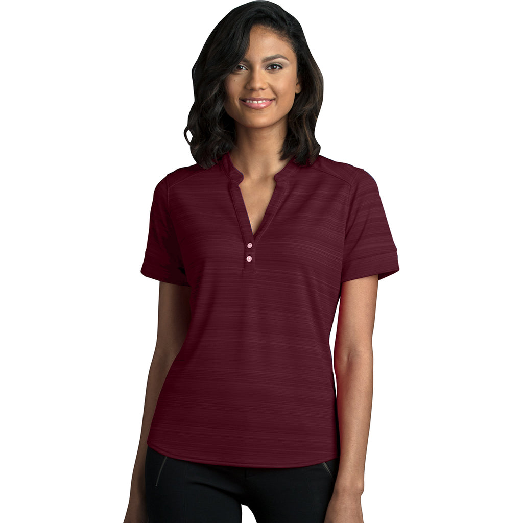 Vansport Women's Deep Maroon Strata Textured Henley