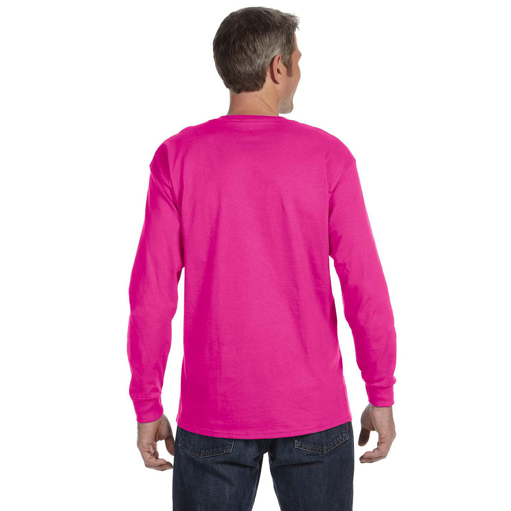 Jerzees Men's Cyber Pink 5.6 Oz Dri-Power Active Long-Sleeve T-Shirt