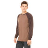 Bella + Canvas Men's Heather Brown/Brown Jersey Long-Sleeve Baseball T-Shirt