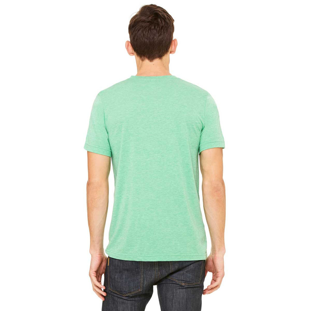 Bella + Canvas Unisex Green Triblend Short-Sleeve V-Neck T-Shirt