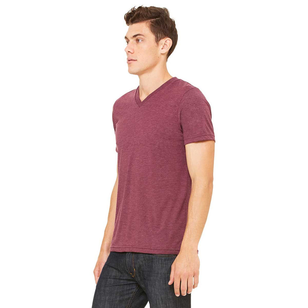 Bella + Canvas Unisex Maroon Triblend Short-Sleeve V-Neck T-Shirt