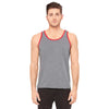 Bella + Canvas Unisex Deep Heather/Red Jersey Tank