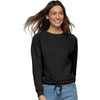 LAT Women's Black Relaxed 3-End Boxy Fleece Crewneck Sweatshirt