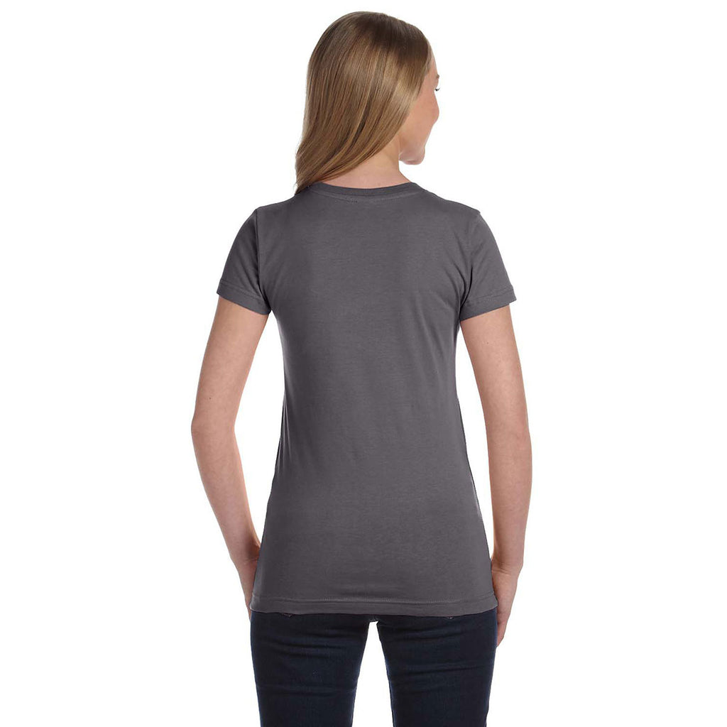 LAT Women's Charcoal Junior Fit Fine Jersey T-Shirt