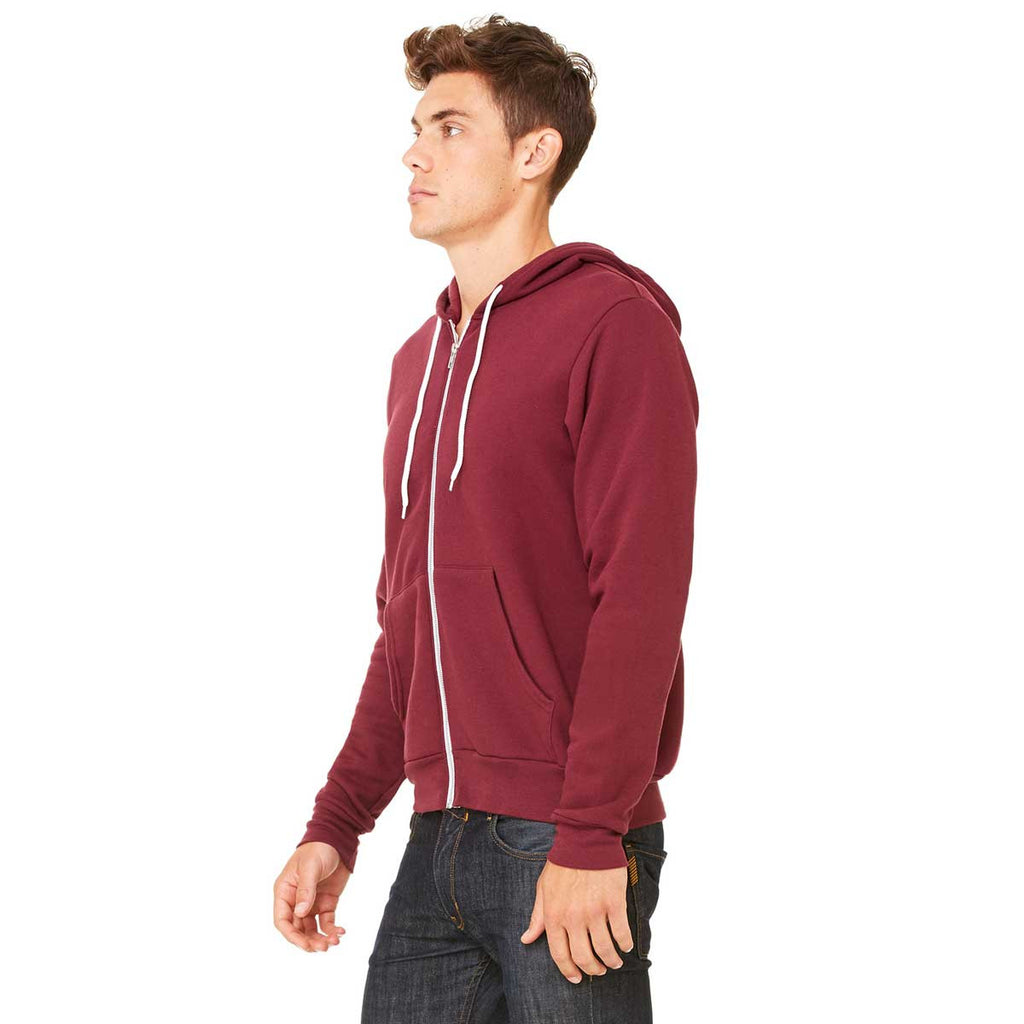 Bella + Canvas Unisex Maroon Full-Zip Hoodie