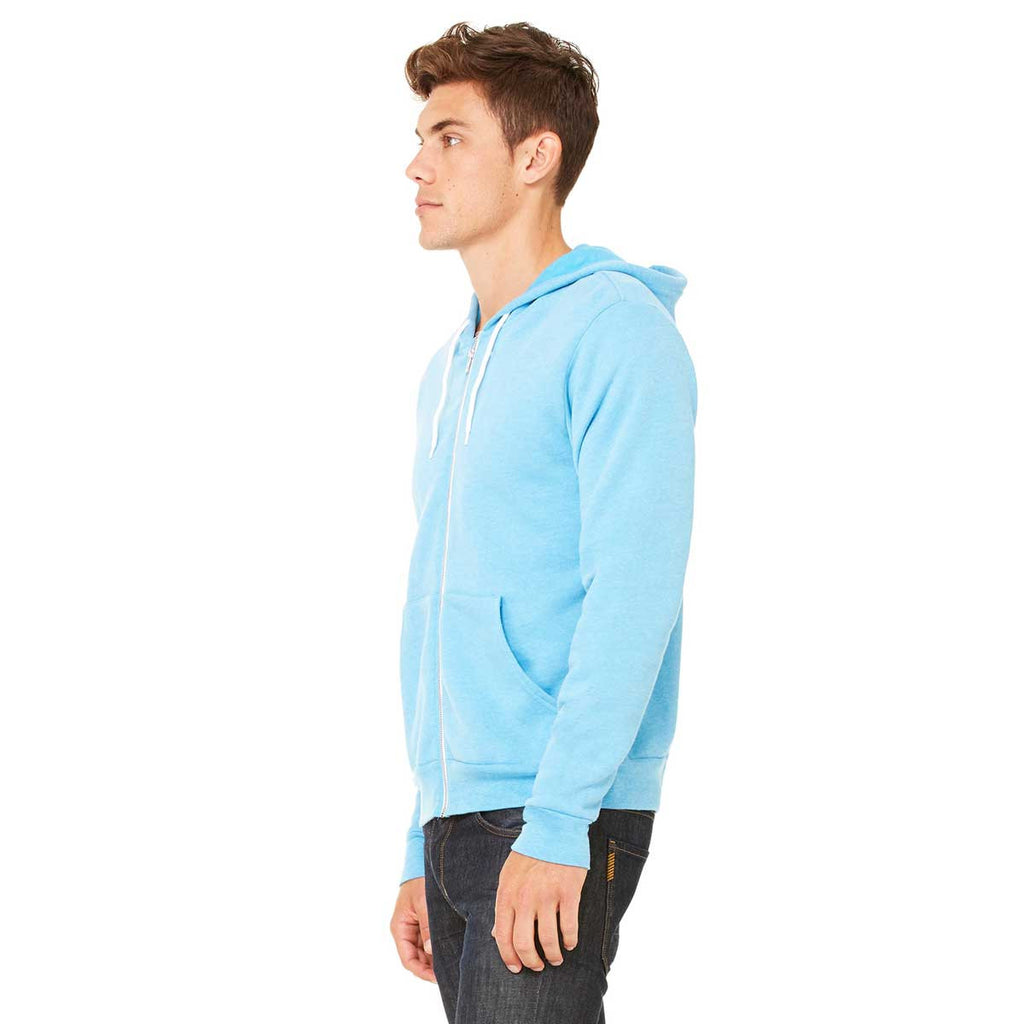 Bella + Canvas Unisex Neon Blue Full-Zip Hoodie