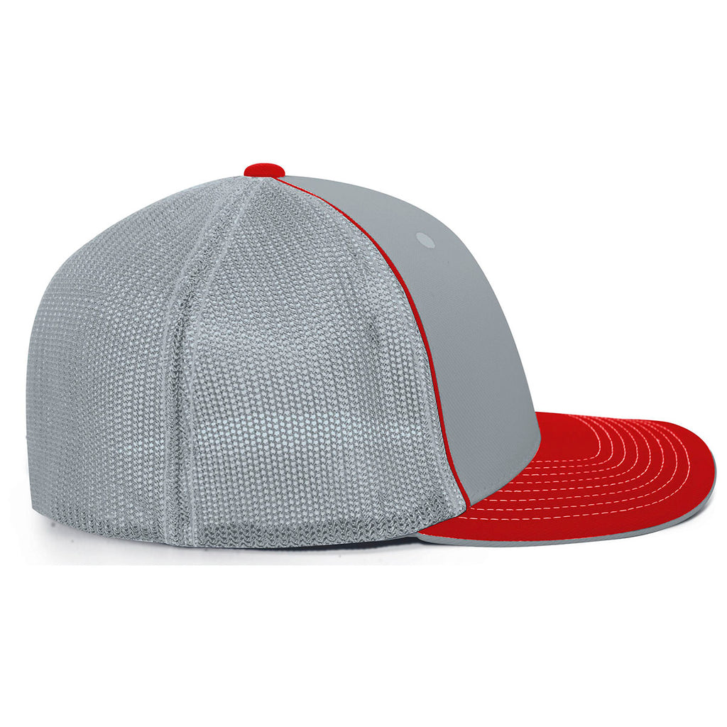 Pacific Headwear Silver/Red Universal Fitted Trucker Mesh Cap