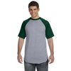 Augusta Sportswear Men's Athletic Heather/Dark Green Short-Sleeve Baseball Jersey