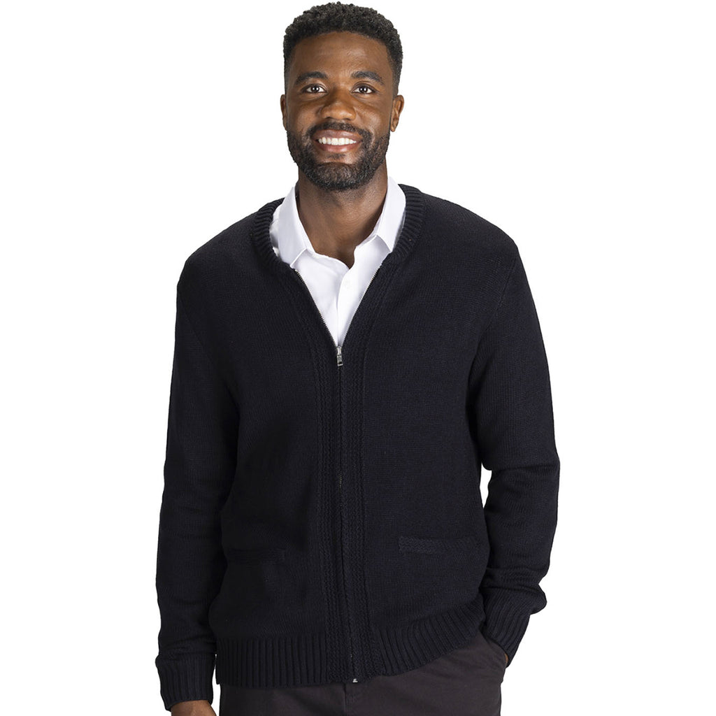 Edwards Men's Navy Jersey Knit Acrylic Full Zip Cardigan