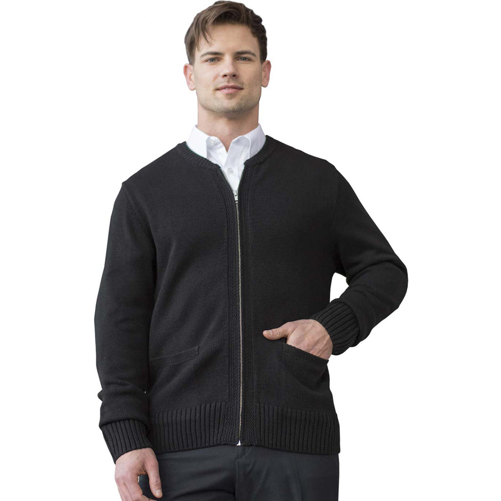 Edwards Men's Black Jersey Knit Acrylic Full Zip Cardigan