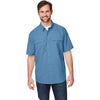 Dri Duck Men's Slate Blue Crossroad Dobby Short-Sleeve Woven Shirt