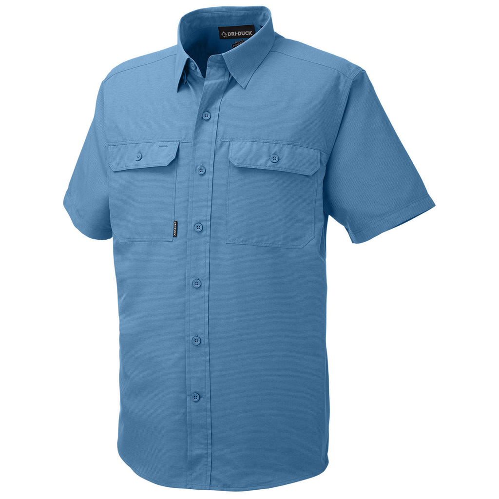 Dri Duck Men's Slate Blue Crossroad Dobby Short-Sleeve Woven Shirt