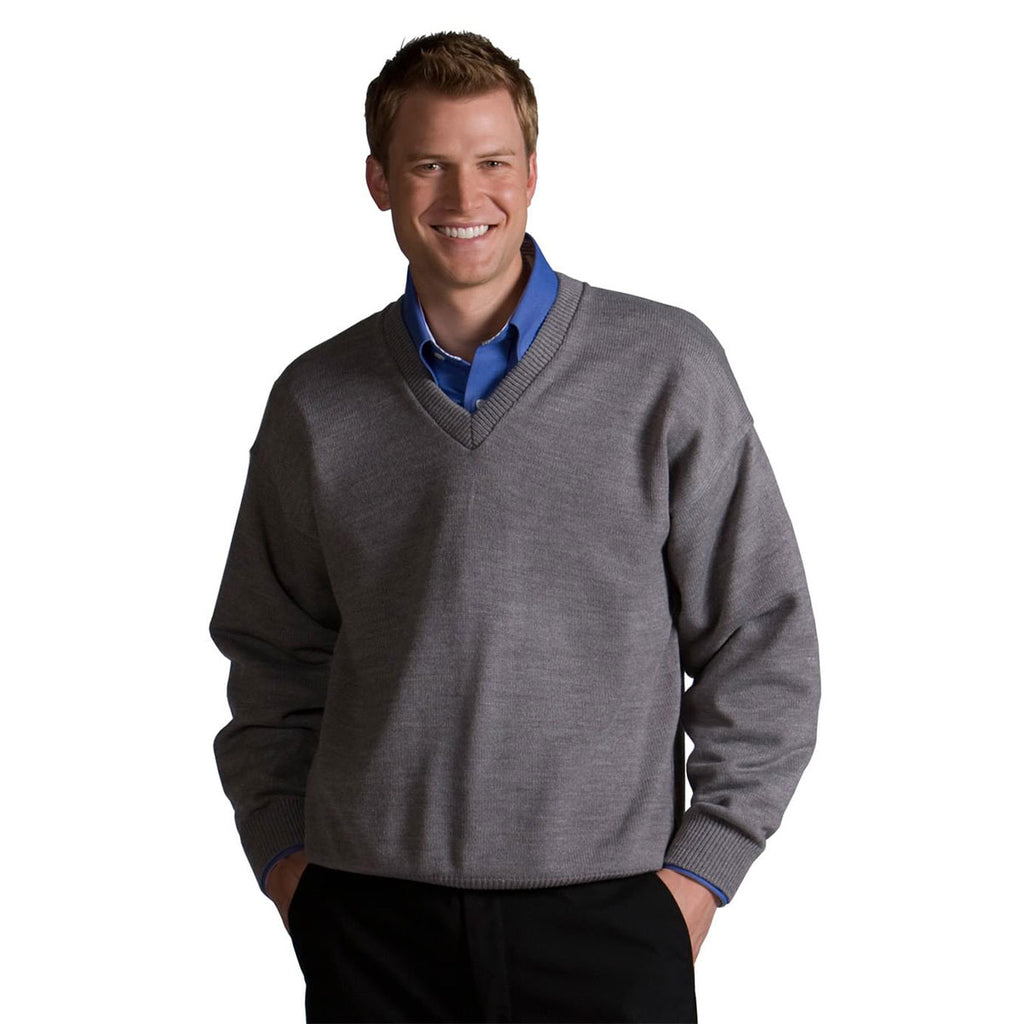 Edwards Unisex Grey Heather Jersey Knit Acrylic Sweater