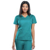 Cherokee Women's Teal Blue Workwear Originals Mock Wrap Tunic