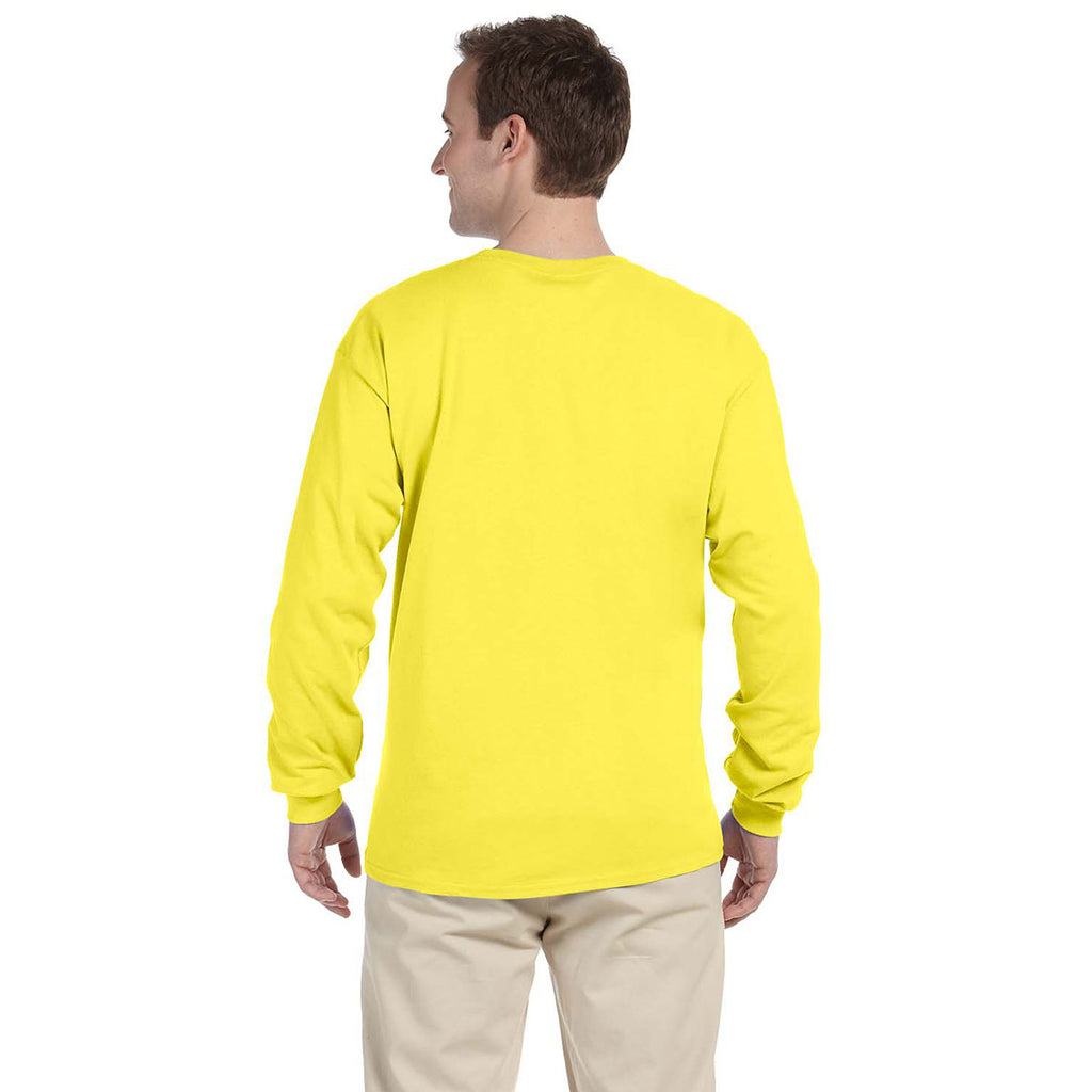 Fruit of the Loom Men's Yellow 5 oz. HD Cotton Long-Sleeve T-Shirt