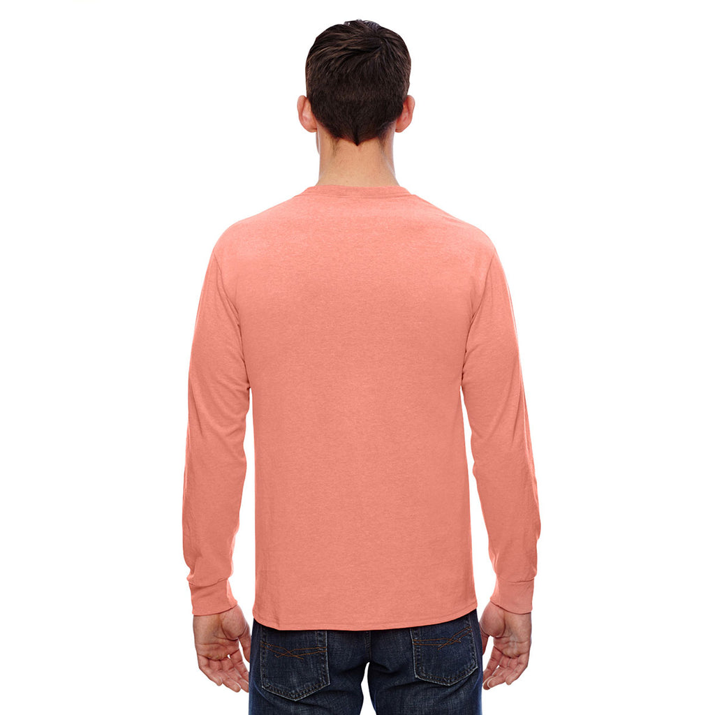 Fruit of the Loom Men's Retro Heather Coral 5 oz. HD Cotton Long-Sleeve T-Shirt