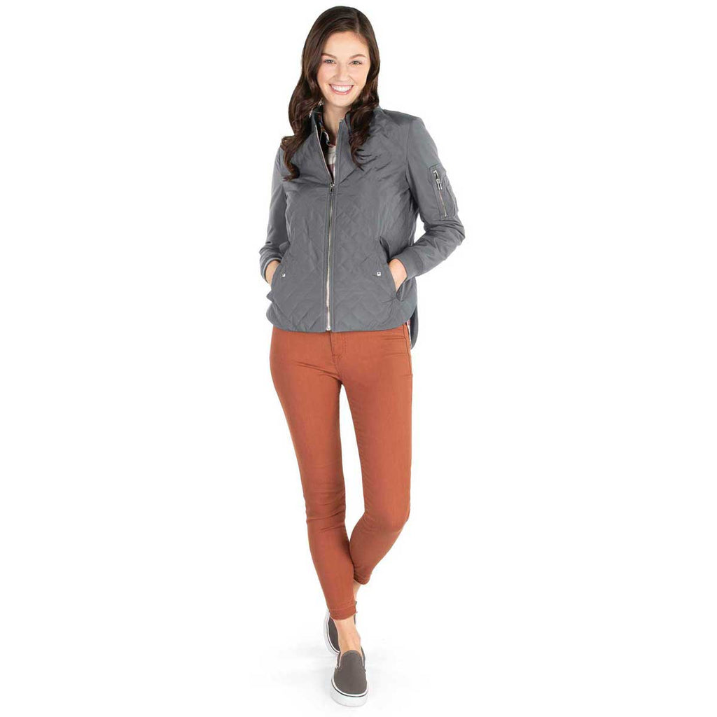 Charles River Women's Grey Quilted Boston Flight Jacket