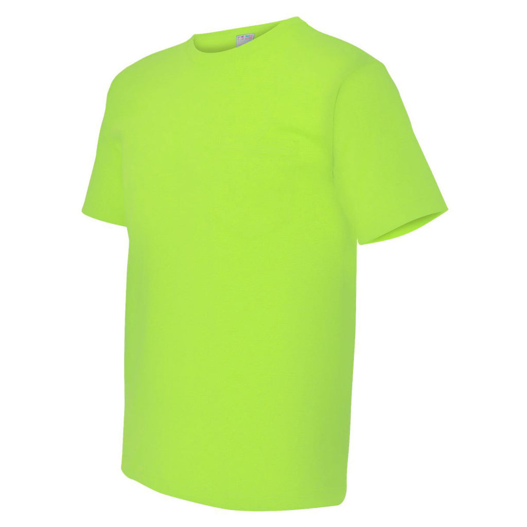 Bayside Men's Lime Green USA-Made Short Sleeve T-Shirt with Pocket