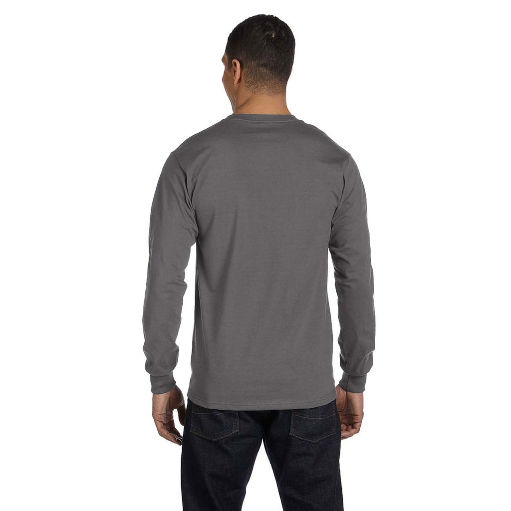 Hanes Men's Smoke Grey 6.1 oz Long-Sleeve Beefy-T